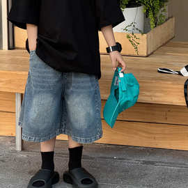 儿童裤子男夏童装男童短裤薄款夏牛仔裤宽松韩版百搭男女童裤子