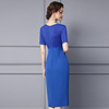 Temperament Blue Tall Mid length Wrapped Hip Skirt