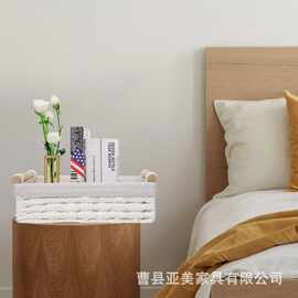 跨境手工编织收纳篮桌面纸巾香薰储物筐化妆品杂物篮零食面包筐