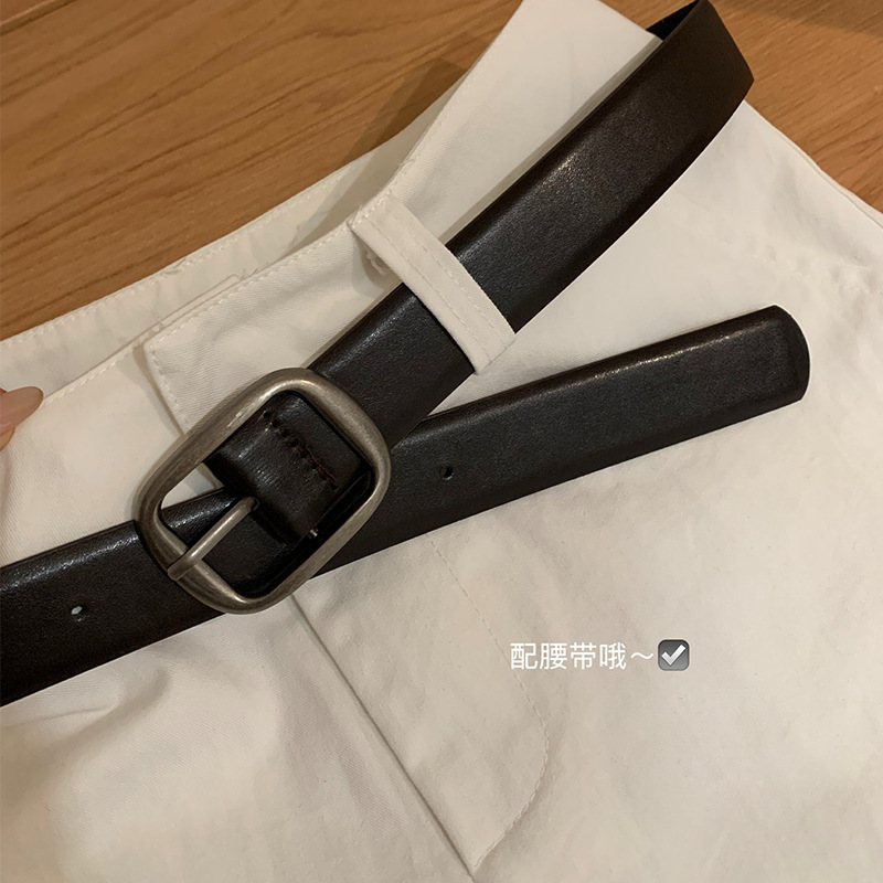 WGWE6644高腰简约百搭休闲短裤配腰带女气质显瘦宽松直筒裤|undefined