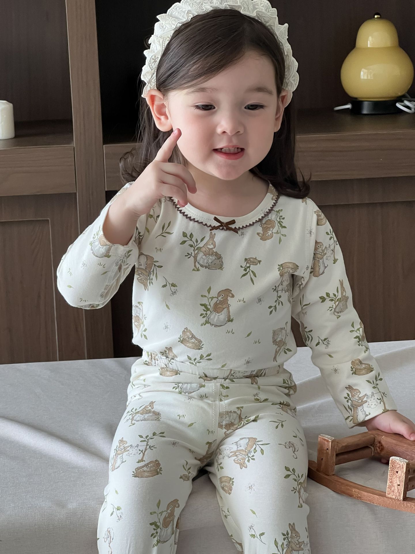 Conjunto de ropa infantil para primavera, estilo coreano, ropa para niñas, conjunto de dos piezas, pijamas de primavera para bebés