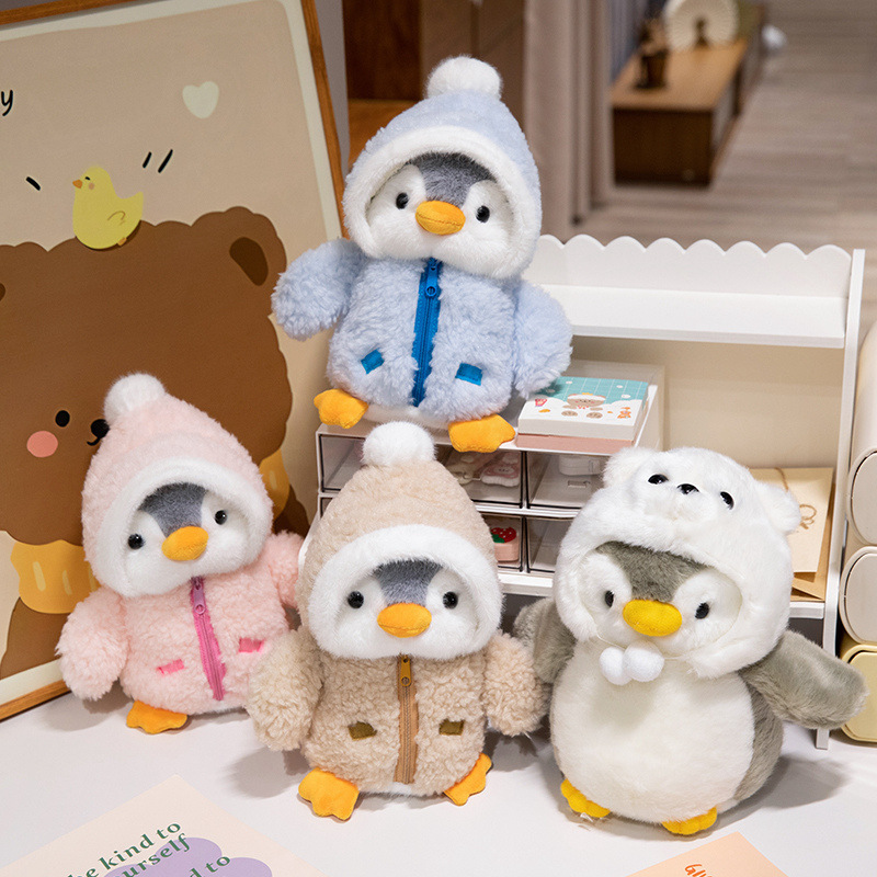 Cross-Dressing Penguin Doll Wearing Hat Penguin Plush Toy Comfort Cloth Doll Polar Animal Doll Birthday Gift