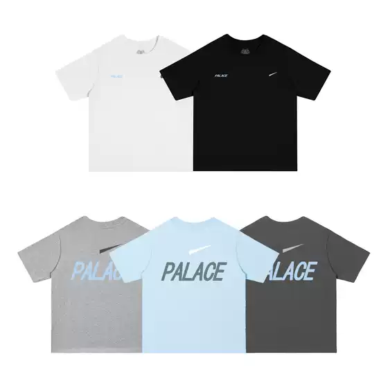 Trendy brand PALACE joint crochet LOGO print men's and women's street hip-hop loose and versatile summer short sleeved T-shirt