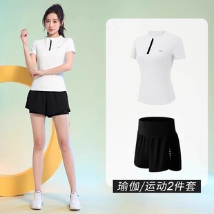 Sports Suit Women's New Summer Style Lightweight Quick-Drying Breathable Short-Sleeved Outdoor Running Fitness Shorts Yoga Training Clothes