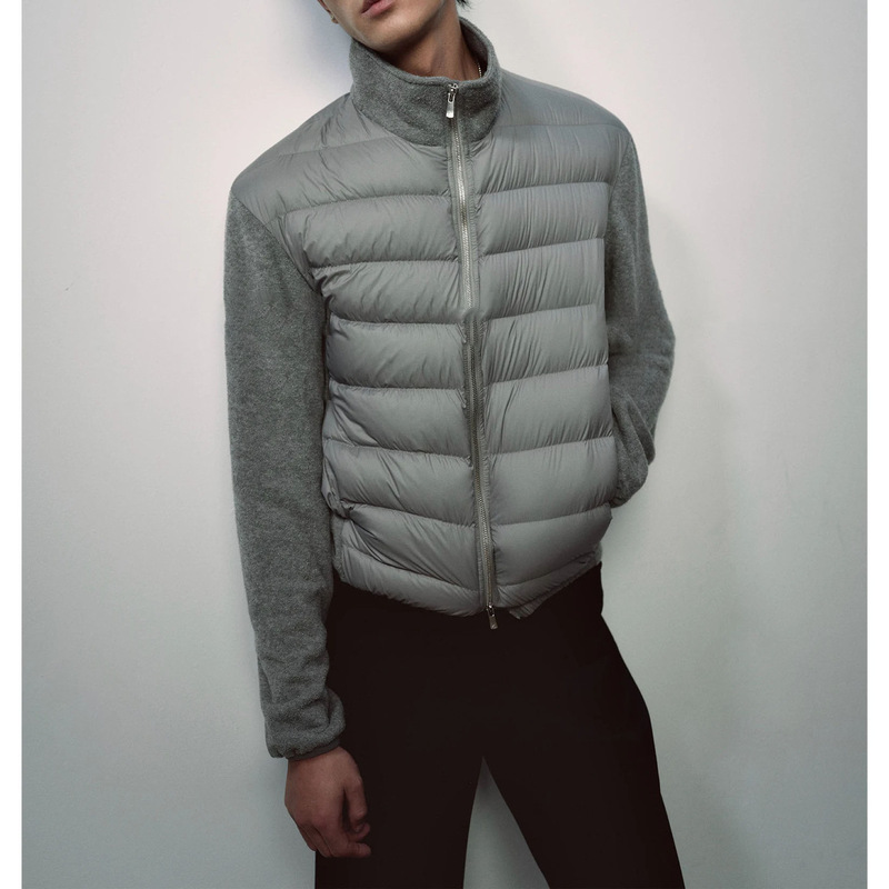 Pre-sale: Autumn/Winter White Goose Down Patchwork Knit Wool Lightweight Down Jacket, Winter Coat, Ribbed Design