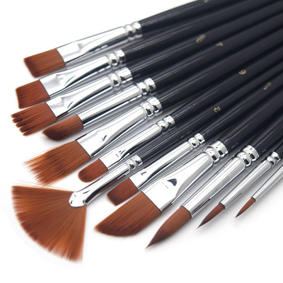 跨境12支油画笔套装水粉丙烯水彩画笔颜料笔多功能绘画笔套装批发