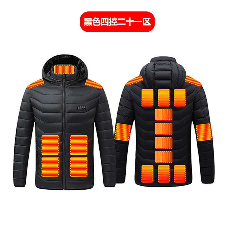 越境冬用スマート加熱綿服、保温発熱服、綿ジャケット、充電式フード付き電熱服、スマート発熱|undefined
