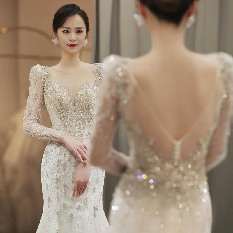 Vestido de noche de verano 2026 nuevo estilo cola de pez para fotografía de viaje, bodas, fiestas de compromiso, y sesiones de estudio de celebridades