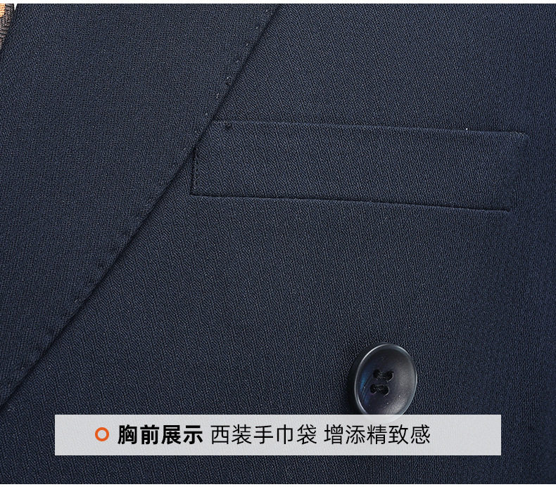 Vest nam công sở cao cấp dáng ôm, cổ ve nhọn hai hàng khuy, phong cách Hàn Quốc, phù hợp dự tiệc cưới — Sọc xanh (áo + quần) chi tiết 19