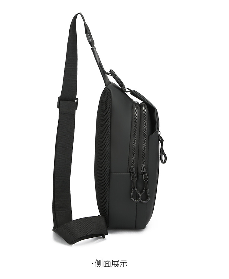 New cross-border men's chest bag, casual large-capacity single-shoulder crossbody bag, water-resistant trendy backpack with LOGO printing undefined