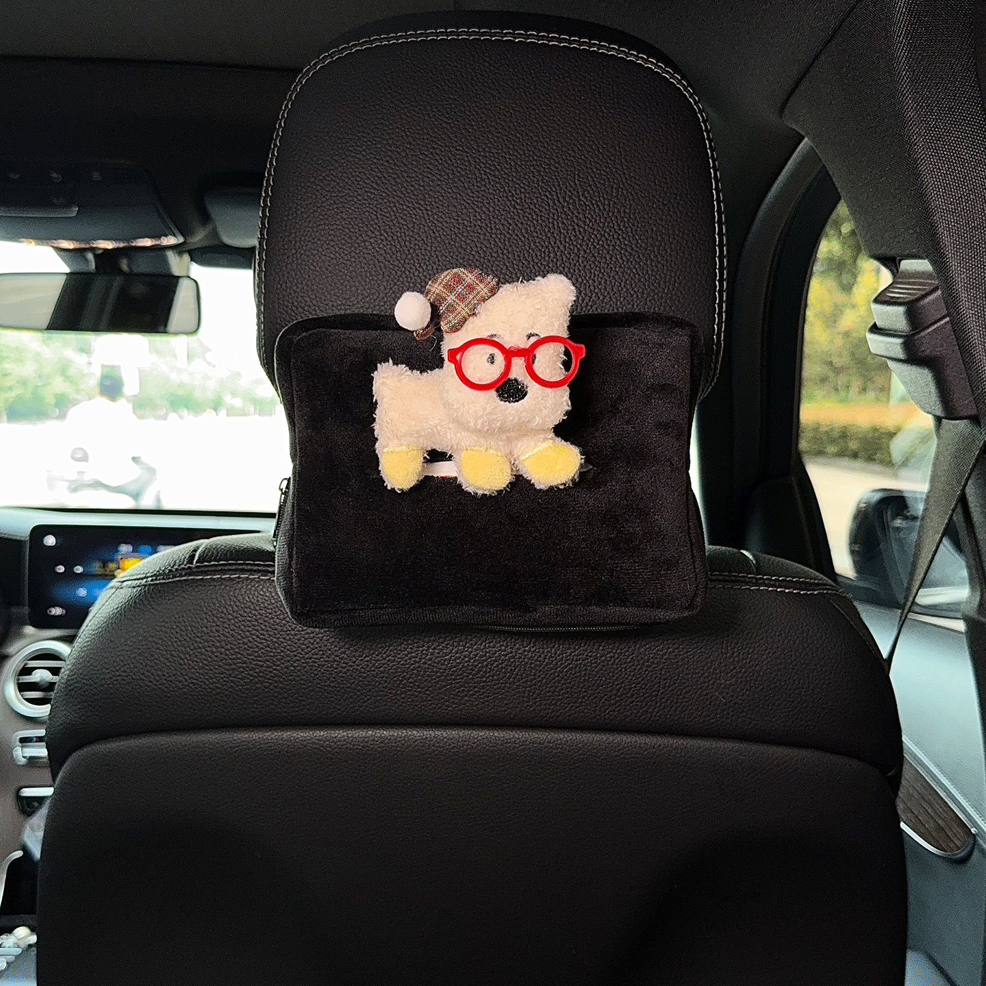 Cute car tissue box, adorable puppy design, hanging tissue holder for car seat back, car tissue cover for women