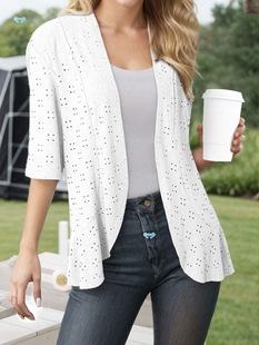 Netted Knit Ruffle Cardigan Lightweight Netted Knit Ruffle