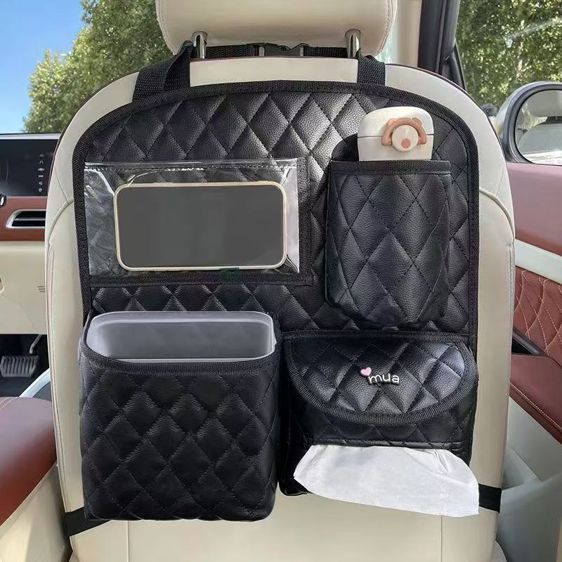 Car Storage – Qìchē Chair back anti-kick pad - black-large-storage-bag