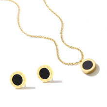 时尚玫瑰金钛钢高级感项链女法式潮网红ins简约气质耳环套装链子