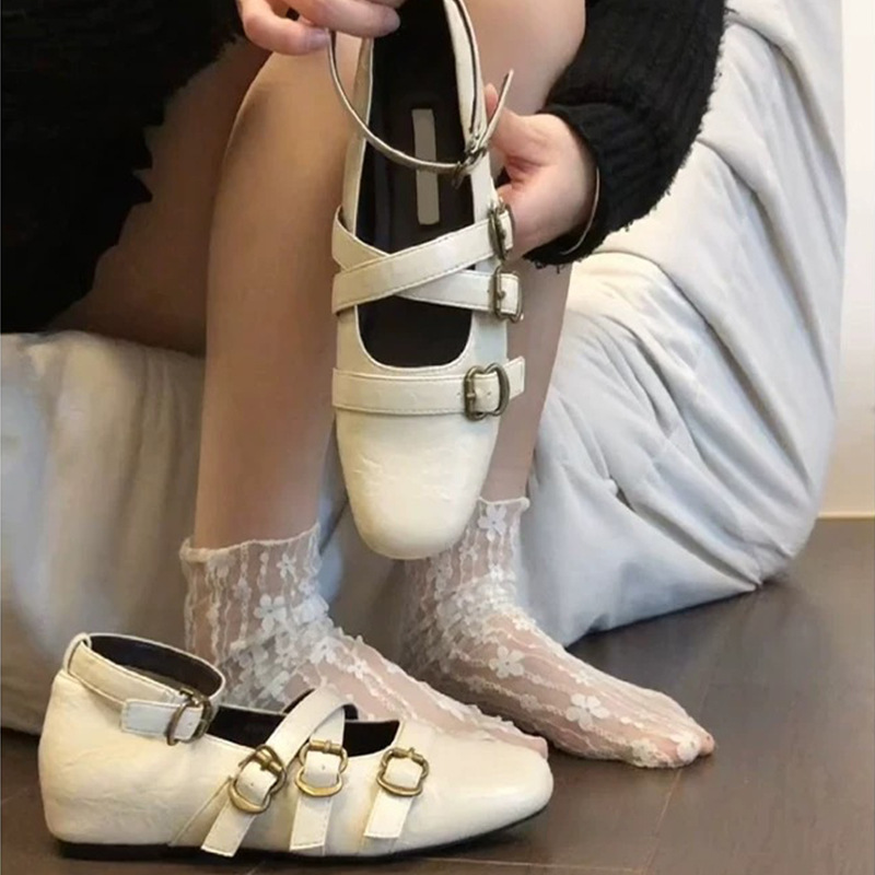 秋季设计感交叉绑带坡跟单鞋女士小众复古小皮鞋浅口内增玛丽珍鞋|undefined