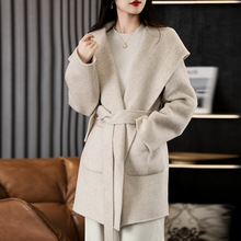 腰带款2025秋冬新款高级感呢子外套中长款羊毛呢子大衣双面呢大衣