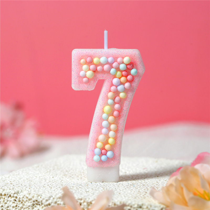 供跨境少女粉马卡龙0-9泡沫球数字生日派对蜡烛蛋糕装饰少女风|undefined