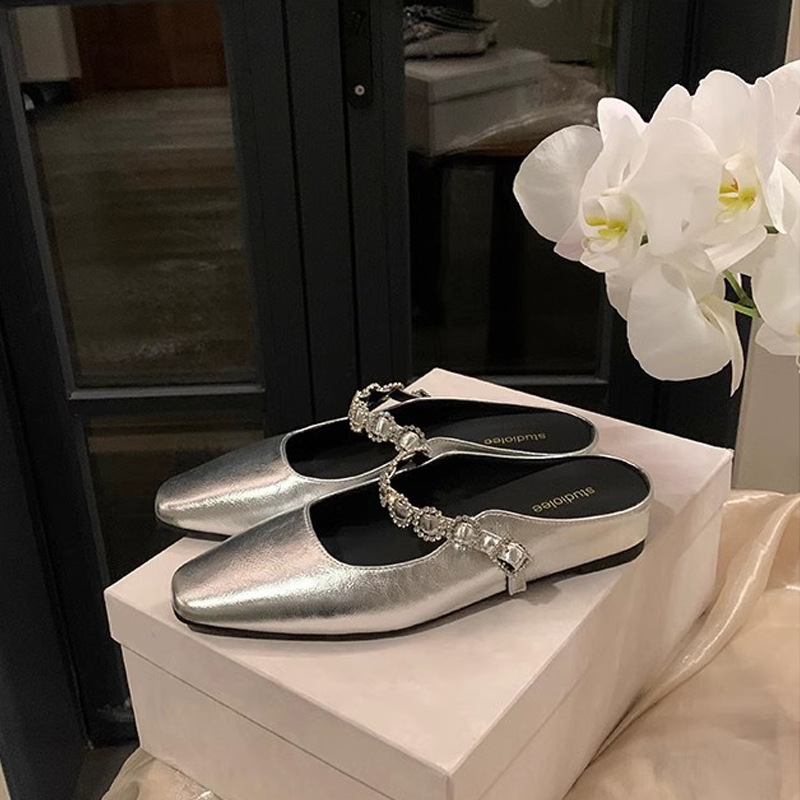 Madre de uva de verano nuevo 4cm de altura francesa con una palabra con boca poco profunda Muller medio zapatillas para mujeres