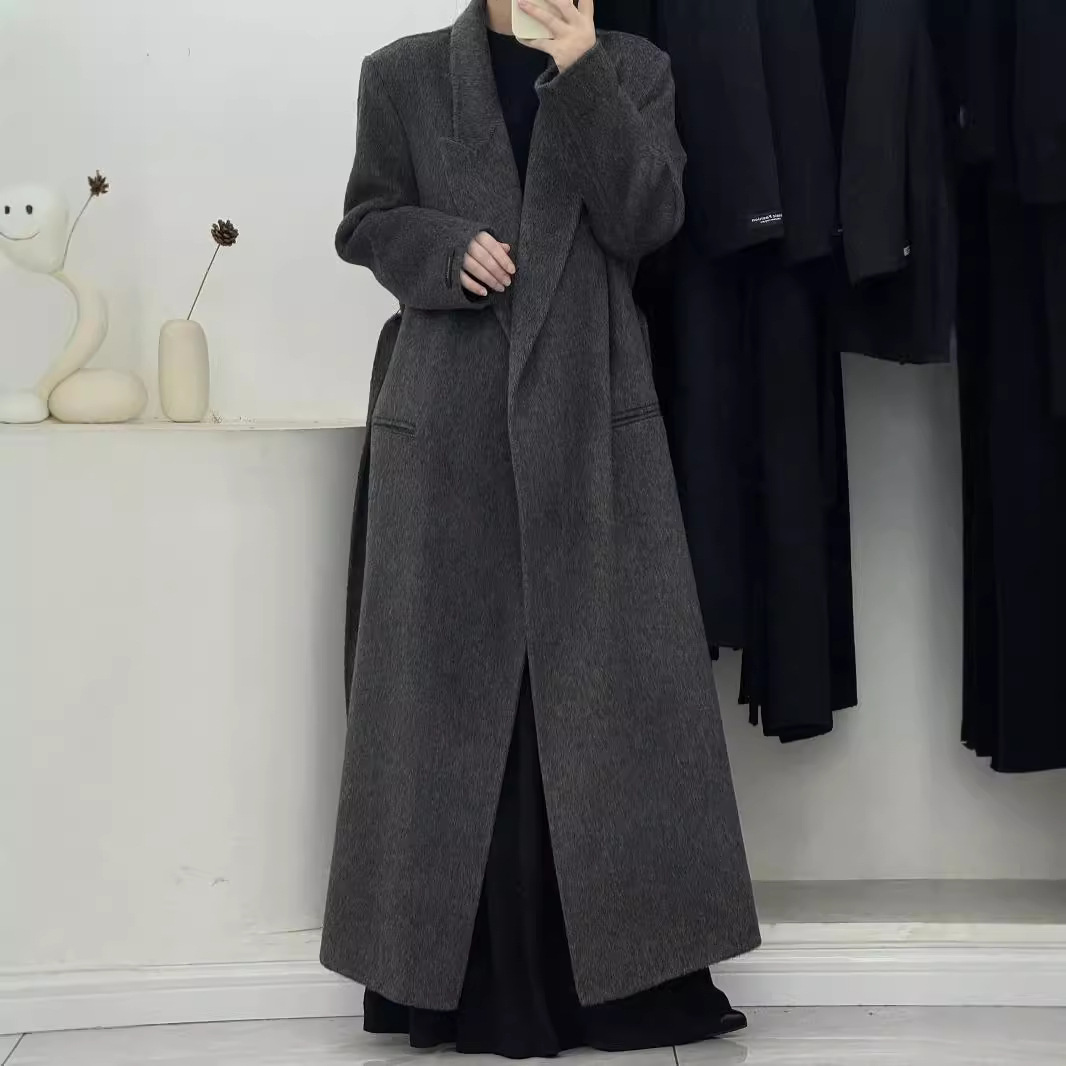 秋冬2025新款正肩宽松双面羊毛大衣女气质加长款过膝高级感韩系外