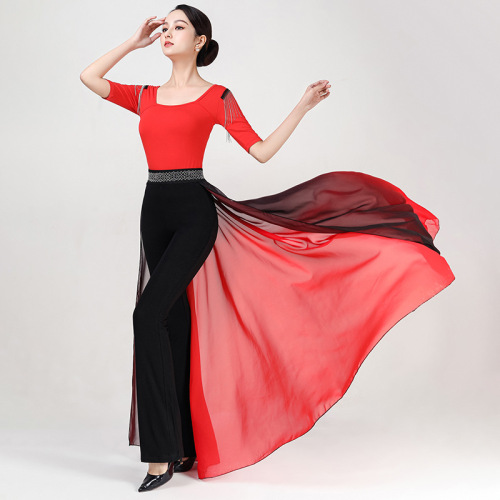 Body ceremonial clothing, gradient girdle, belt, training clothing, dance clothing, catwalk waist gauze, female star gait, floating gauze