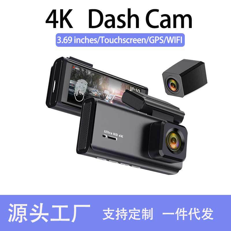 New Cross-Border Car 4K High-Definition Night Vision Dual-Lens Front and Rear Dual-Recording Wifi Mobile Phone Interconnection Driving Recorder