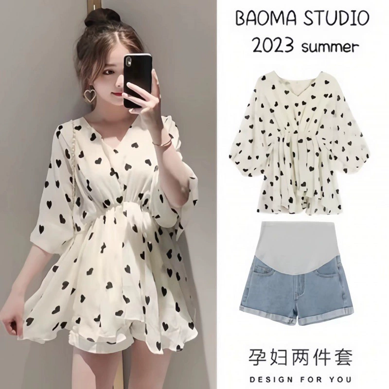 Summer clothing for pregnant, shiffon set, high-quality style, Korean style, Chanel style