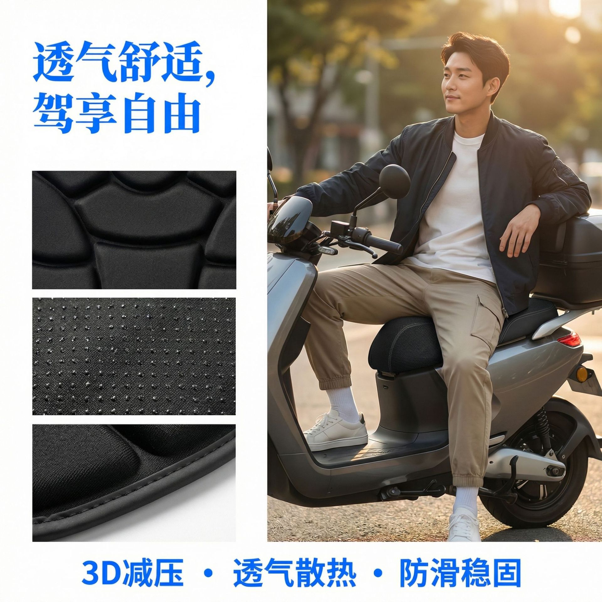 Direct from the manufacturer, sun-proof, thickened airbag cushion, shock-absorbing, universal, comfortable motorcycle seat cushion for modification