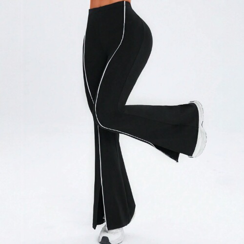 Cross-border minimalist A-line pants, slimming, split, high elasticity, buttock-lifting, leg-lengthening, high-waisted, running, yoga, sports, fitness