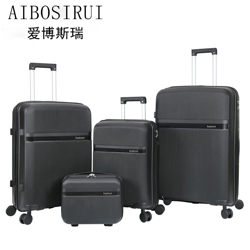 Procesamiento personalizado PP cremallera caja de tracción de color completo estilo de moda universal rueda de casco duro tres piezas conjunto de maleta de gran capacidad