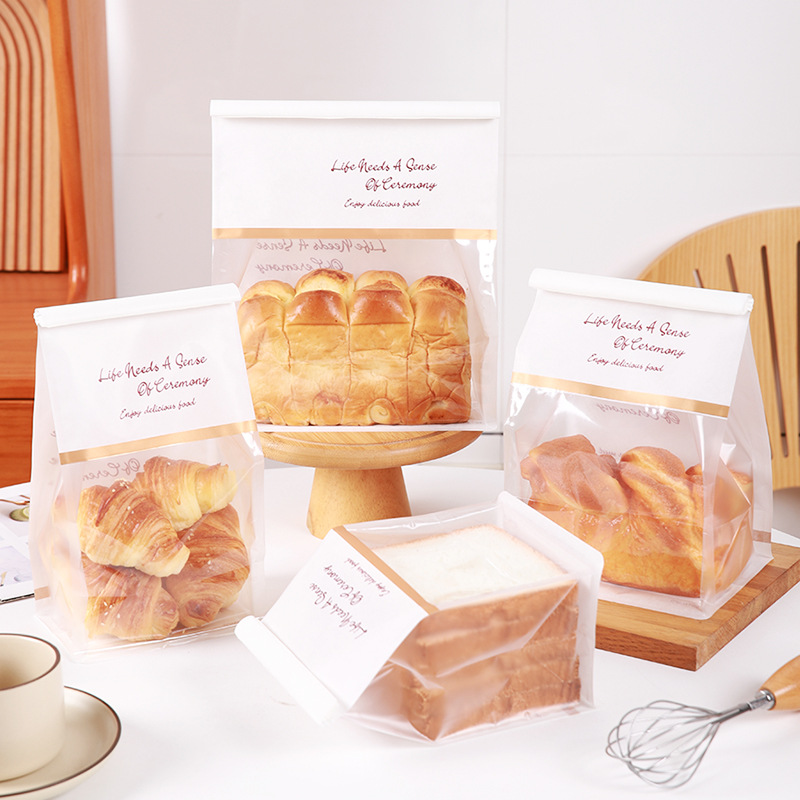 450g轻奢英文吐司面包袋铁丝卷边烘焙食品包装开窗透明密封打包袋