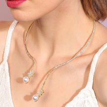 跨境爆款珍珠锆石项圈新娘饰品新颖气质婚礼水钻颈链项圈necklace