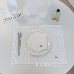 自制ins风纯白色提花高级感餐垫装饰垫拍摄背景纯棉布艺餐盘桌垫