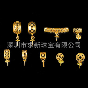 Pearl pendant 18K Gold Buckle Head Jade hollow copper pendant pendant hollow melon buckle necklace buckle accessories