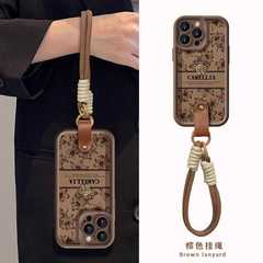 欧美风适用iPhone17手机壳立体山茶花i苹果16带挂绳oppo复古奢华