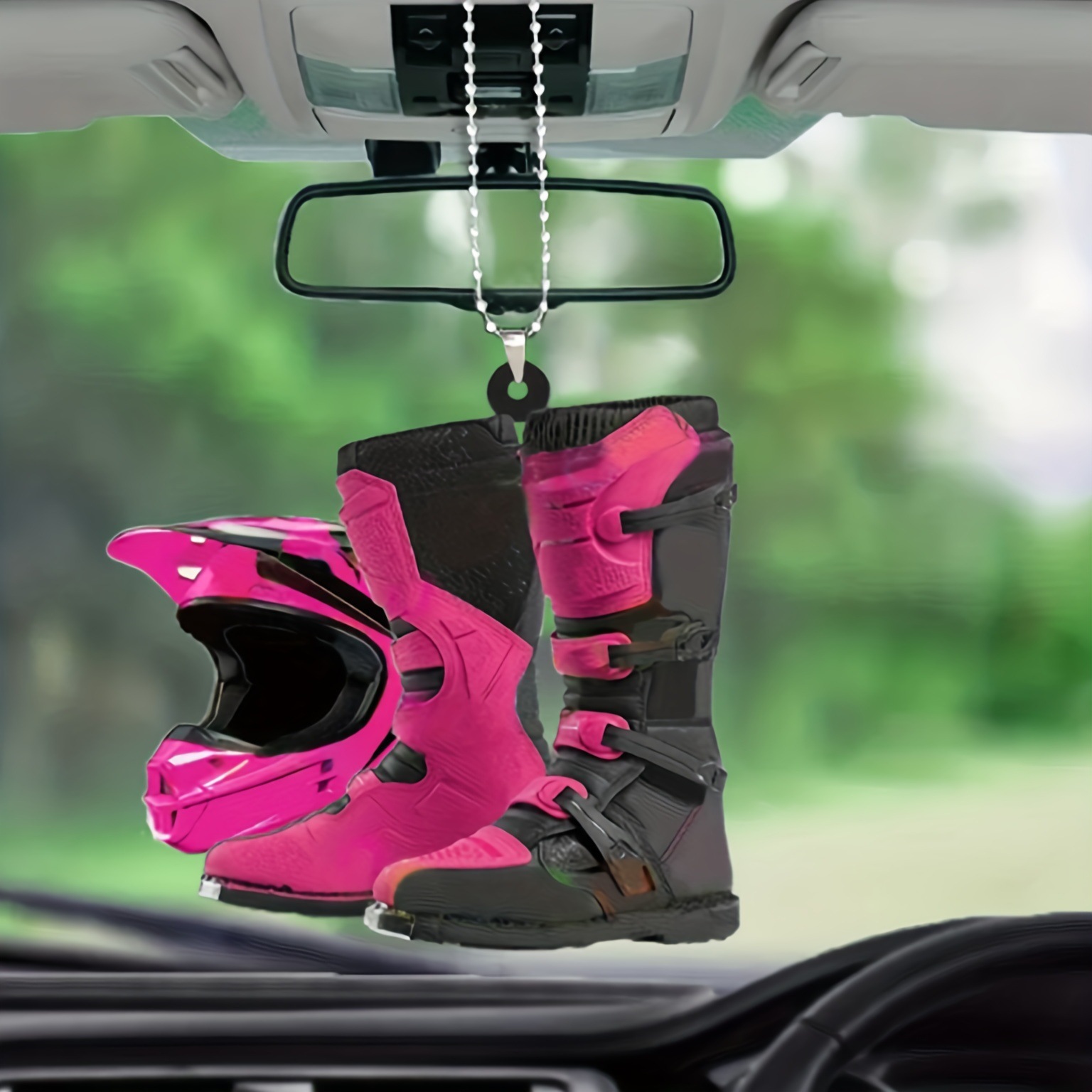 24 años de nuevo casco creativo botas de rally acrílico colgante plano espejo retrovisor de automóvil colgante de Navidad
