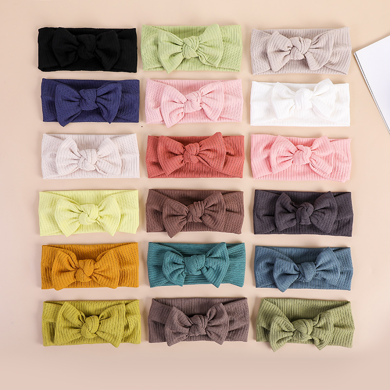 New Children's Headband Baby Knitted Elastic Seamless Bow Hairband display picture 2