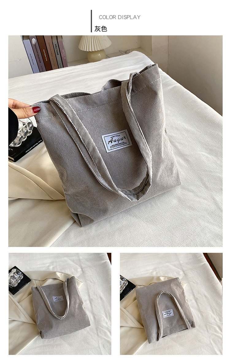 Bolso Tote de Pana para Mujer, Estilo Urbano Simple, Nueva Moda Primavera 2023, Gran Capacidad, Bolso de Hombro, Bolso Bandolera