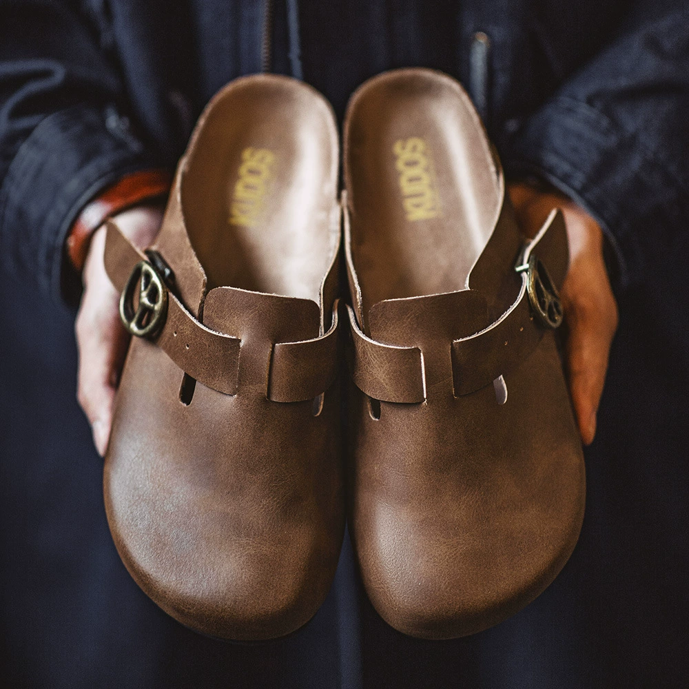 Maden Muller обувь Crazy Horse кожаные ленивые полутолщенные мужские туфли новые толстые подошвы снаружи носить пробковые булочки повседневные ретро тапочки