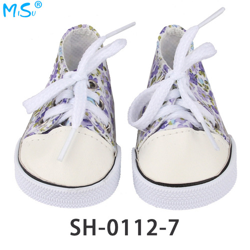 43CM Doll Shoes 18-inch Girl Doll Flower Canvas Shoes, Saffron Doll 7cm Fashion Doll Shoes