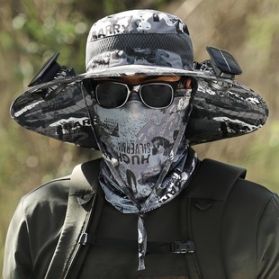 Cross-Border Hot-Selling Solar-Powered Sun Hat, Rechargeable Fisherman's Hat, Sun Hat with Fan, Outdoor Hiking Sun Hat
