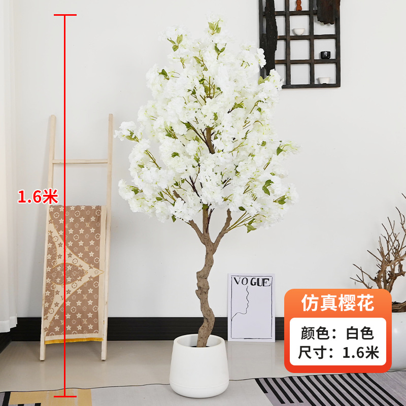 Simulación de árboles de cerezo en maceta decoración interior de ventanas de hotel paisajismo decoración de suelo diseño de boda árboles falsos flores simuladas