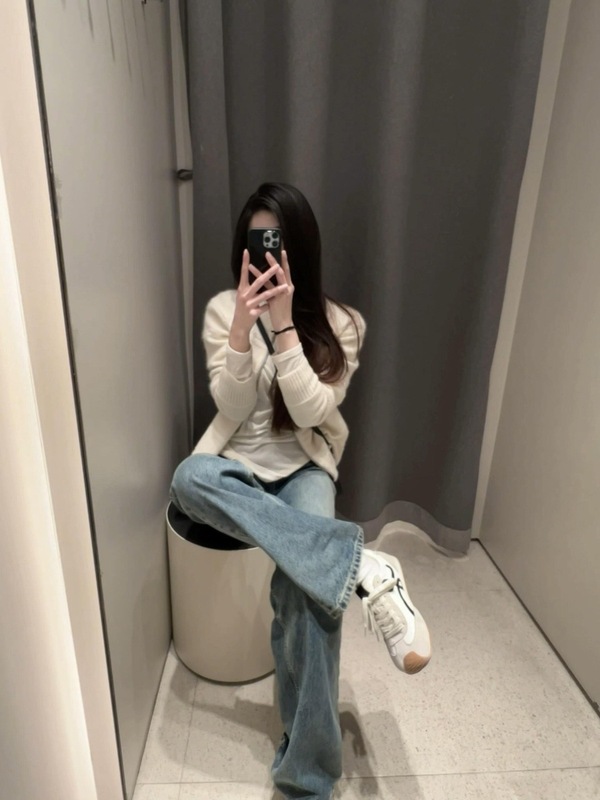 早秋穿搭上衣白色慵懒毛衣开衫外套女秋冬拉链宽松别致外搭针织衫|undefined