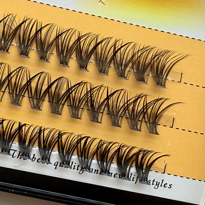 Transfronterizo europeo y americano 10P20P30P40P50P60P Espantapájaros Pestañas postizas autoinjertadas de un solo racimo de fusión en caliente