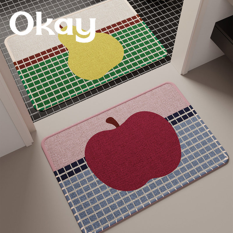 Okay Fruit-Themed Bathroom Korean-Style Simple Absorbent Floor Mat Toilet Door Mat Bathroom Door Mat Non-Slip Mat Okay Fruit-Themed Bathroom Korean-Style Simple Absorbent Floor Mat Toilet Door Mat Bathroom Door Mat Non-Slip Mat