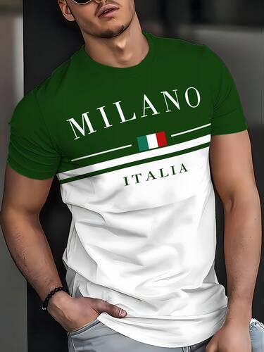 Cross-border Paris letter print men's T-shirt trendy short-sleeved summer hot-selling round neck top sports casual short-sleeved