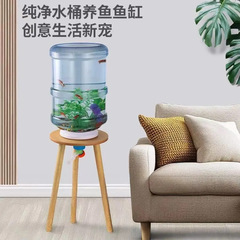 纯净水桶养鱼创意透明鱼缸矿泉水桶改造生态鱼缸自制饮水机桶养鱼