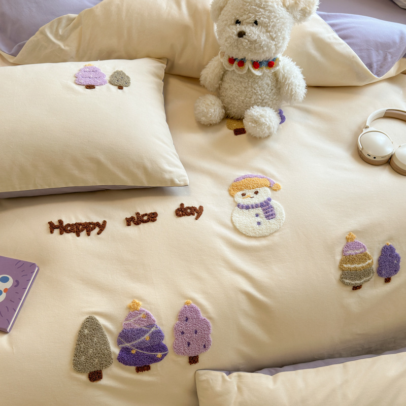 Categoría A otoño y invierno engrosado algodón molido cama de cuatro piezas 100 algodón puro niños dibujos animados colchón set de tres piezas