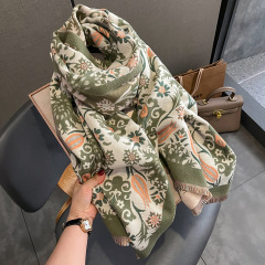 マフラーの女性の冬の新型2023ファッションはカシミヤの学生の首を囲んで保温するマントの両面のプリントを厚くします。