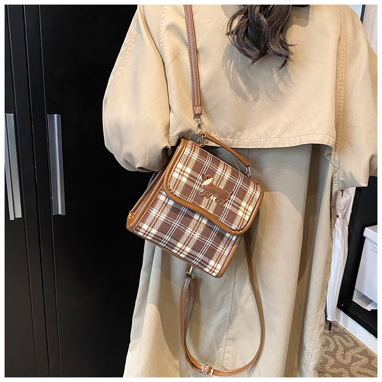 College-style backpack for women 2024 autumn new Dachshund student handbag, retro commuter crossbody bag undefined