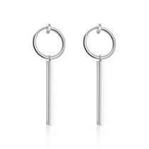 Korean temperament fashion earrings titanium steel one-word personalized circle ear clip ear buckle simple jewelry manufacturer direct sale